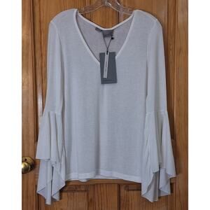 NWT Vero Moda Shirt Women Medium Bell Sleeve Knit Minimalist Neutral BohoChic